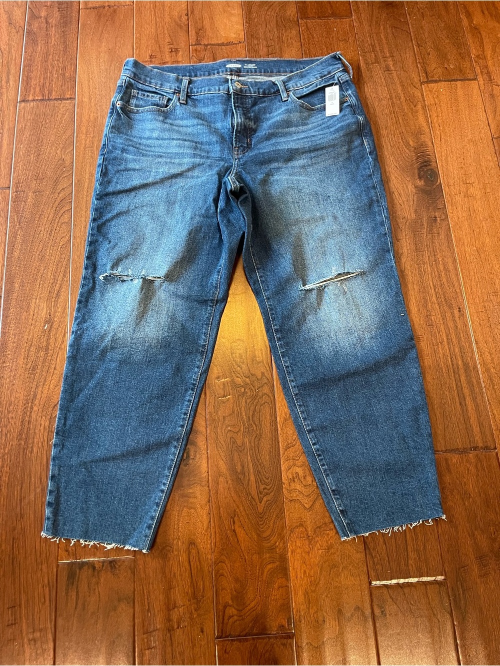 NWT Old Navy OG Straight High Rise Ripped Jeans Size 18 Plus Distressed Blue